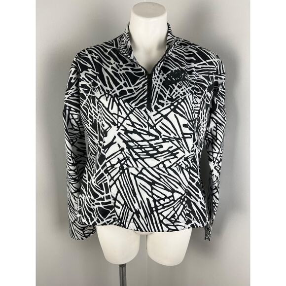 Nike Black White Printed 1/4 Zip Packable Lightweight Windbreaker Small - Picture 1 of 8